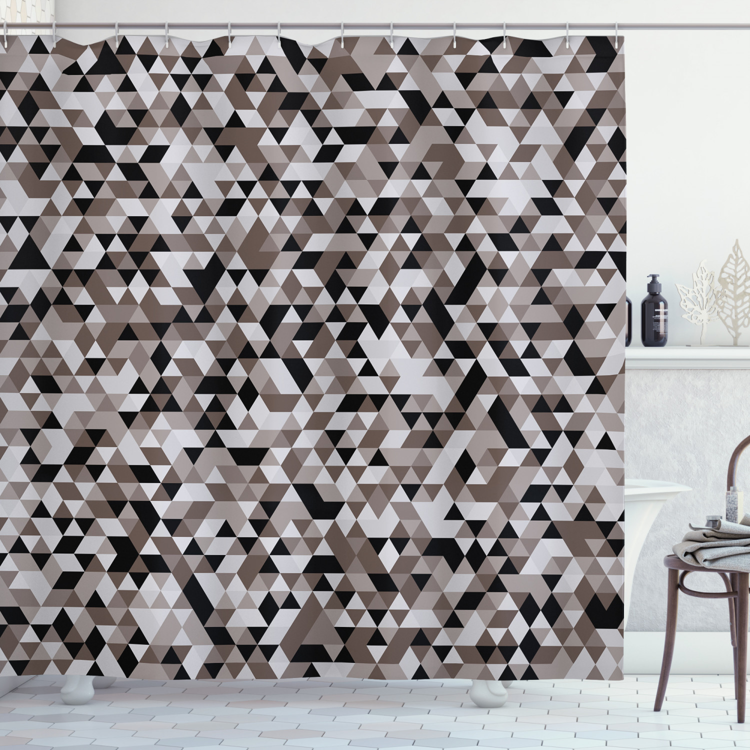 Blurry Tones Of Color Geometric Pattern Shower Curtain For Modern Bathroom Decor