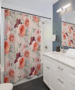 Blush Roses Shower Curtain With Floral Print For A Romantic Ambience