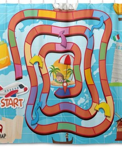 Board Game Qilmy Waterproof Bathroom Shower Curtain Set for Modern Bathroom Decor