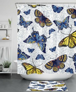 Bohemia Art Blue Butterfly Shower Curtain in Nature for a Colorful and Inspiring Bathroom Decor