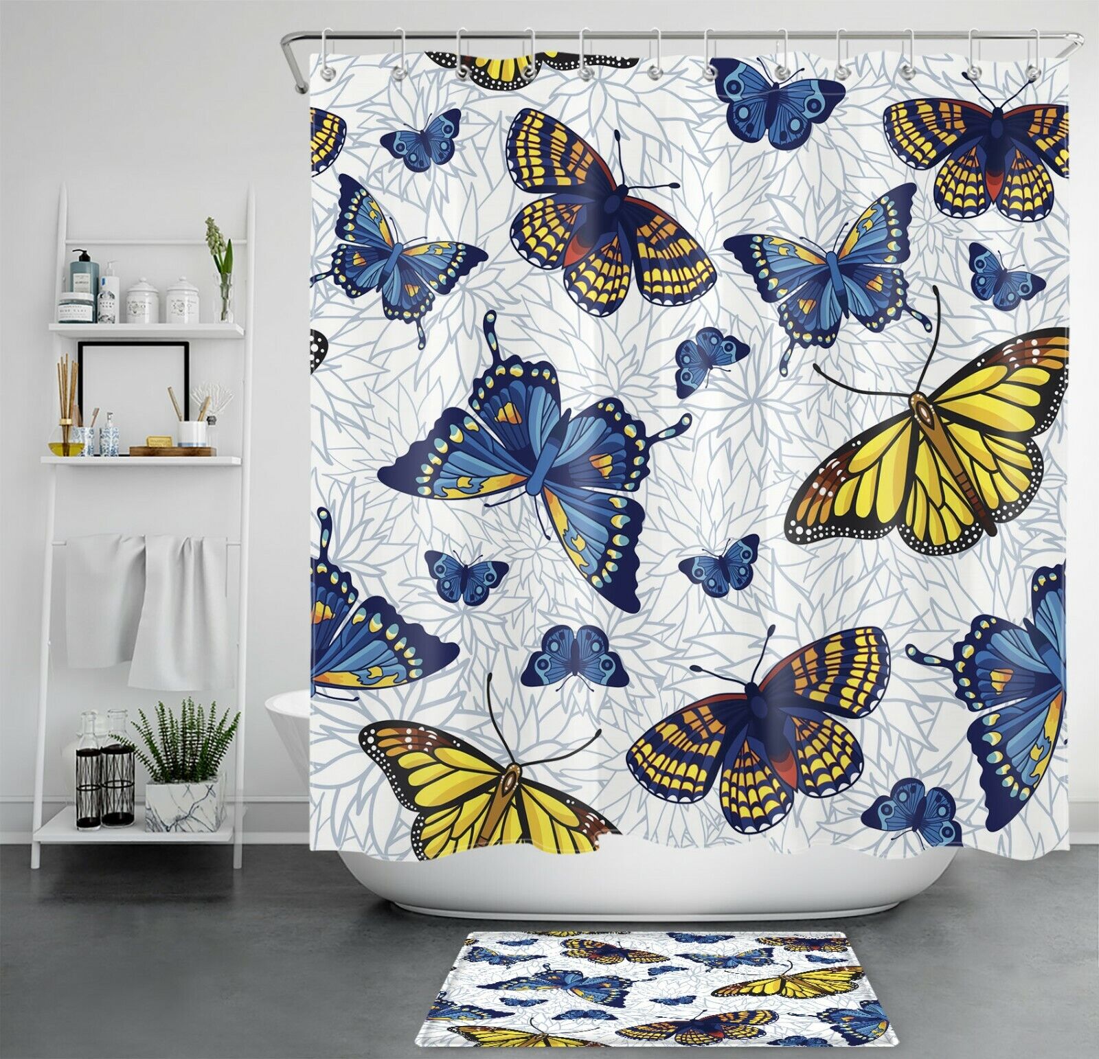 Bohemia Art Blue Butterfly Shower Curtain in Nature for a Colorful and Inspiring Bathroom Decor