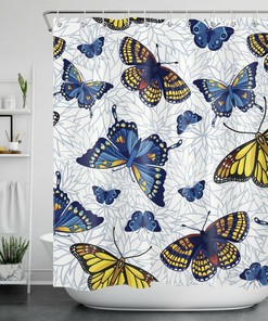 Bohemia Art Blue Butterfly Shower Curtain in Nature for a Colorful and Inspiring Bathroom Decor