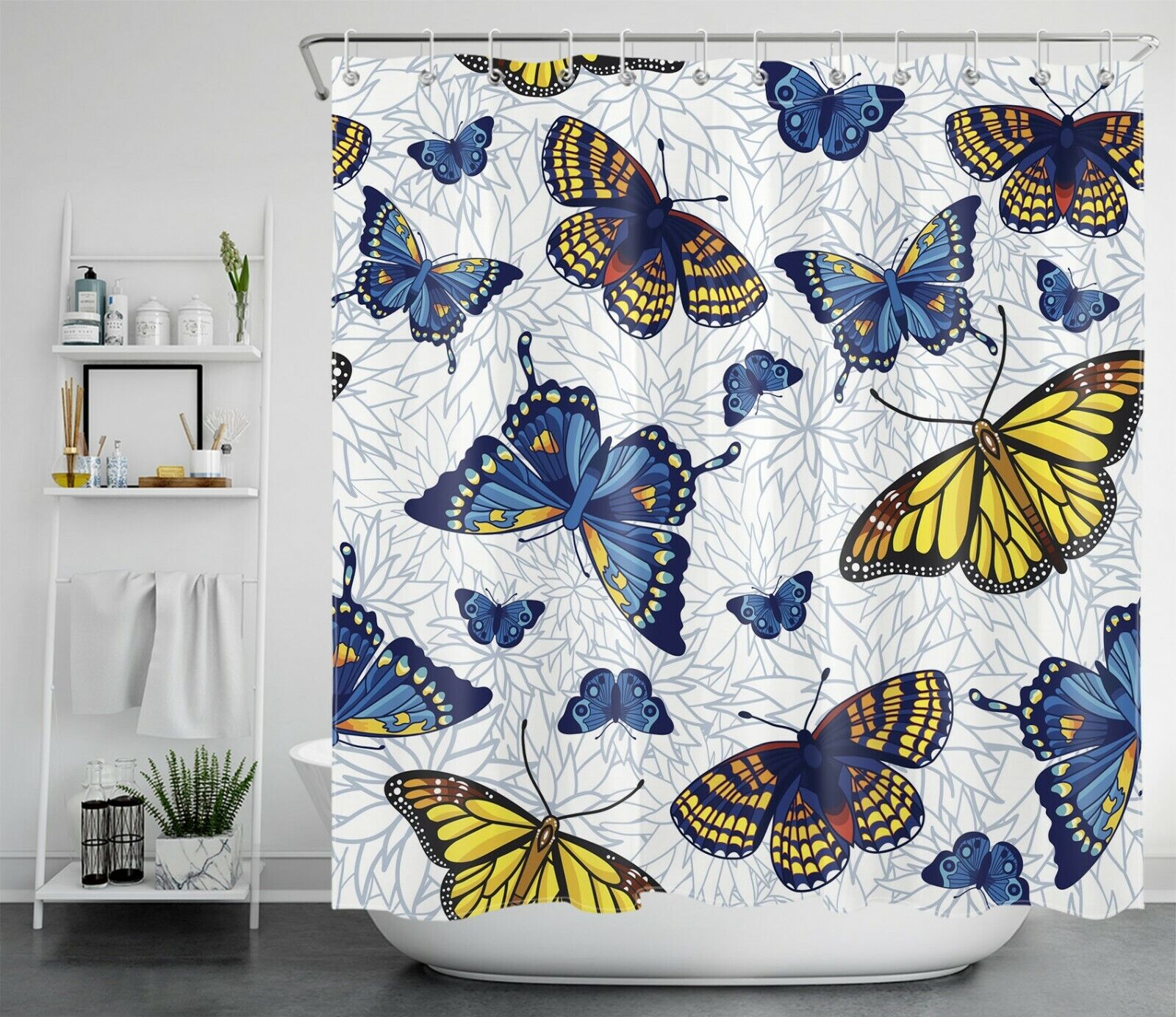 Bohemia Art Blue Butterfly Shower Curtain in Nature for a Colorful and Inspiring Bathroom Decor