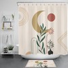 Bohemia Leaf Flower Sun Moon Mid Century Shower Curtain - Bohemian Bathroom Decor