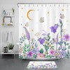 Bohemia Moon Star Butterfly Flower Shower Curtain - Artistic Bathroom Decor