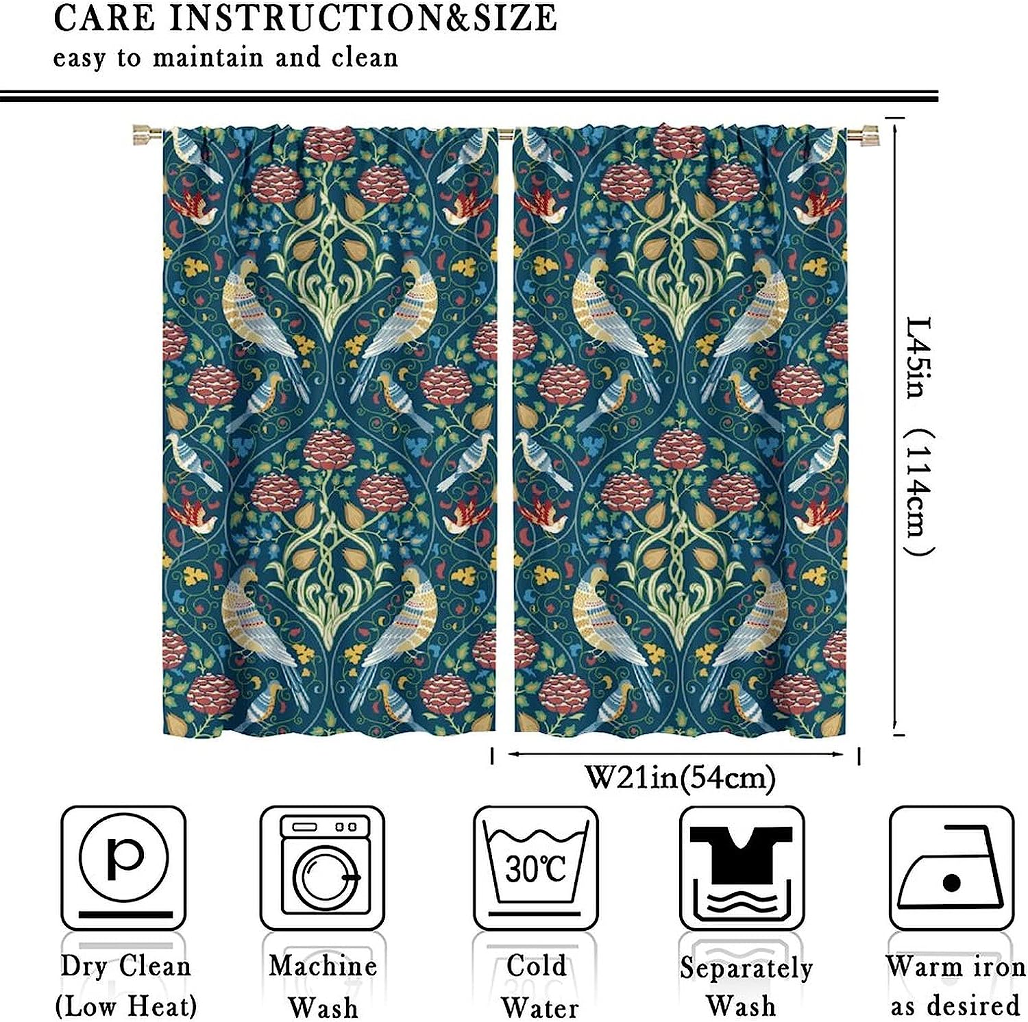 Bohemia William Morris Designer Rainbow Shower Curtain for Home Decoration