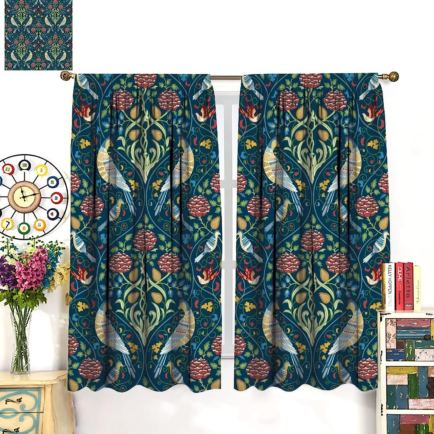 Bohemia William Morris Designer Rainbow Shower Curtain for Home Decoration