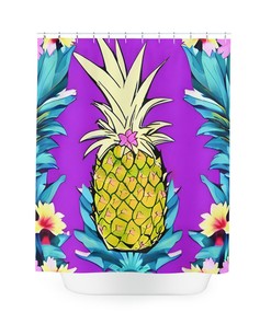 Bohemian Bathroom Decor With Hawaiian Pineapple Shower Curtain