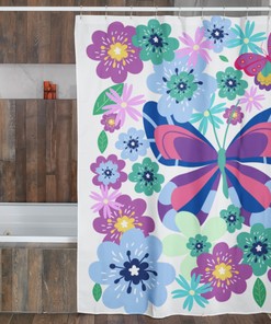 Bohemian Blossoms & Butterflies Shower Curtain, Beautiful Flowered Bath Curtain For Cute And Unique Bathroom Decor