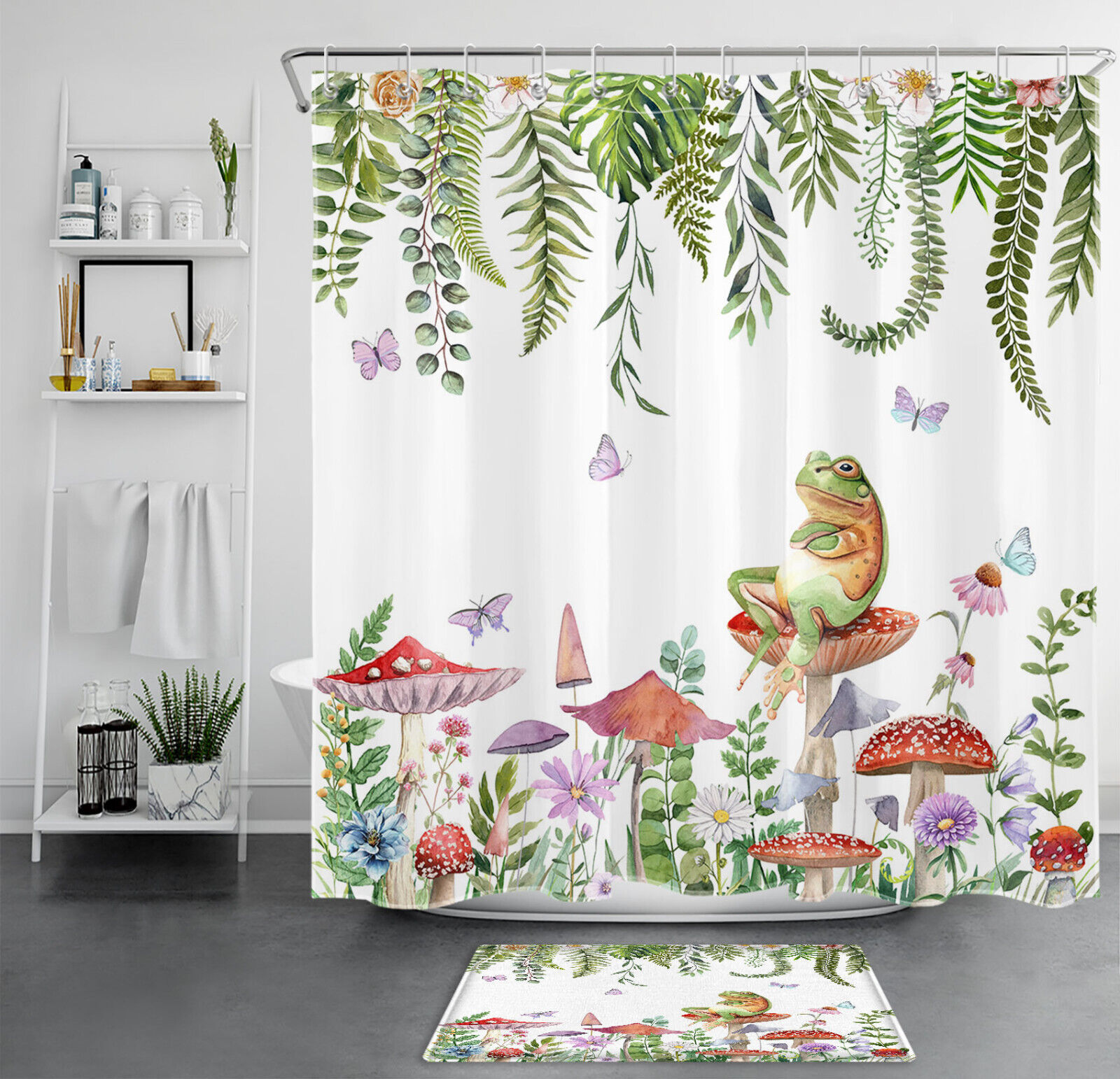 Bohemian Botanical Shower Curtain With Flower Design