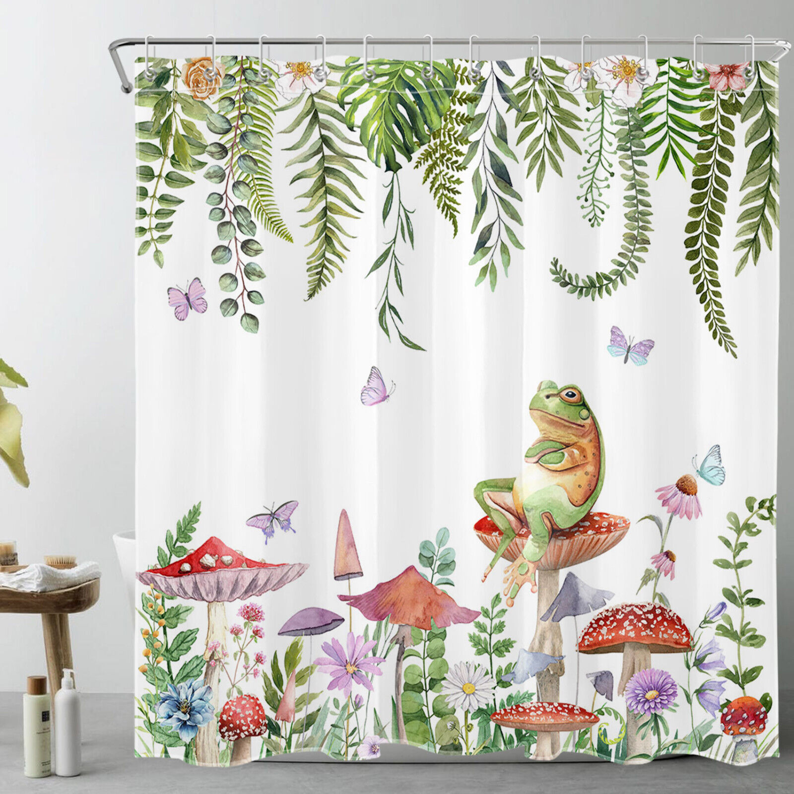 Bohemian Botanical Shower Curtain With Flower Design - Image 2