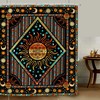 Bohemian Burning Sun and Mandala Art Printed Waterproof Fabric Shower Curtain