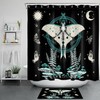 Bohemian Butterfly Sun Moon Shower Curtain, Psychedelic Bathroom Accessories