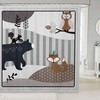Bohemian Cartoon Animal Shower Curtain With Bear, Owl, Fox And Plant Print Room Decor