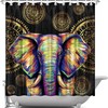Bohemian Elephant And Mandala Flower Abstract Shower Curtain For Bathroom Decor,