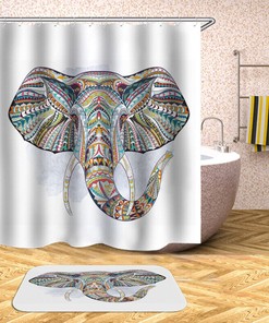 Bohemian Elephant Animal Water-Resistant Shower Curtain For Bathroom