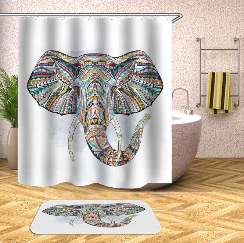 Bohemian Elephant Animal Water-Resistant Shower Curtain For Bathroom