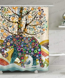 Bohemian Elephant Floral Shower Curtain For An Exotic Bathroom Decor, Ethnic Bathroom Accessories