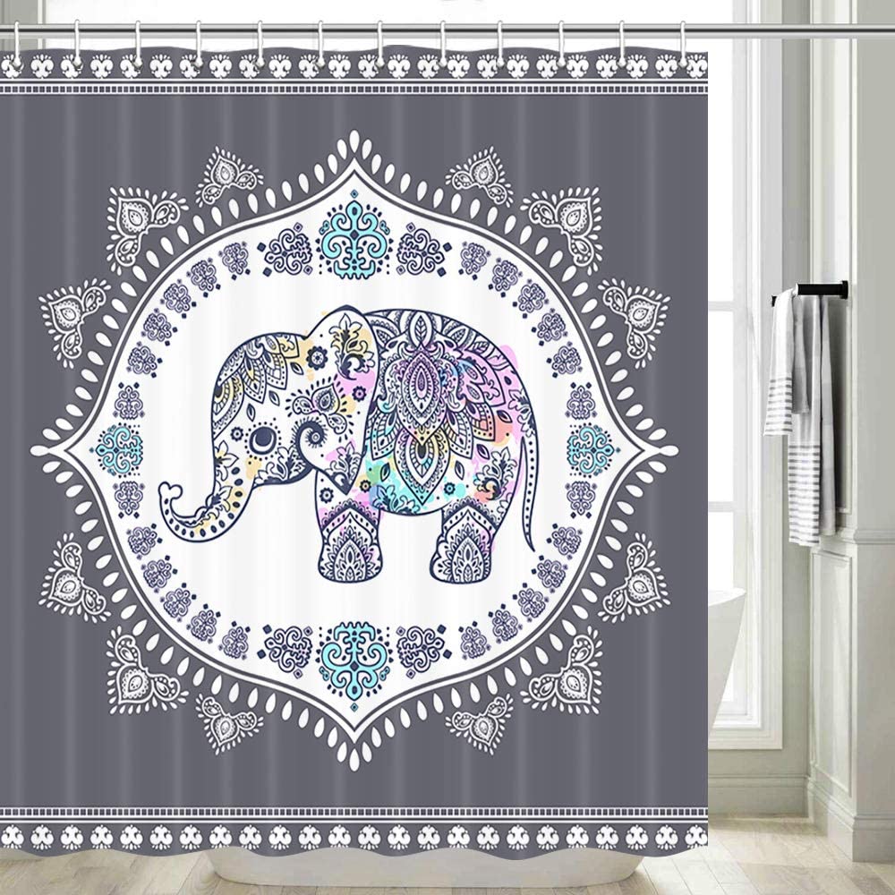 Bohemian Elephant Shower Curtain For An Ethnic-Inspired Bathroom Decor, Creative Bathroom Accessories