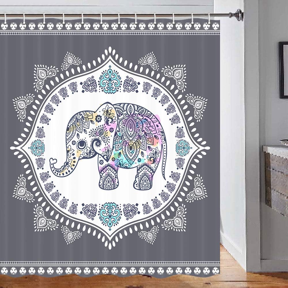 Bohemian Elephant Shower Curtain For An Ethnic-Inspired Bathroom Decor, Creative Bathroom Accessories - Image 2