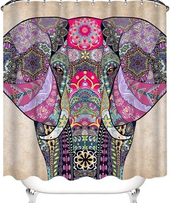 Bohemian Elephant Shower Curtain, Indian Style Bathroom Decor for Boho Lovers
