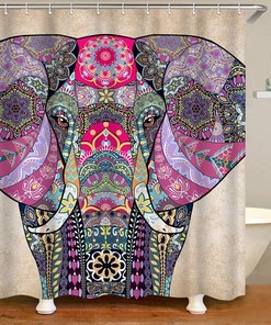 Bohemian Elephant Shower Curtain, Indian Style Bathroom Decor for Boho Lovers