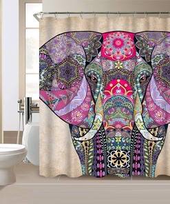 Bohemian Elephant Shower Curtain, Indian Style Bathroom Decor for Boho Lovers