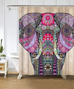 Bohemian Elephant Shower Curtain, Indian Style Bathroom Decor for Boho Lovers