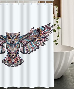 Bohemian Ethnic Bird Wild Owls Boho Aztec Feather Print Shower Curtain