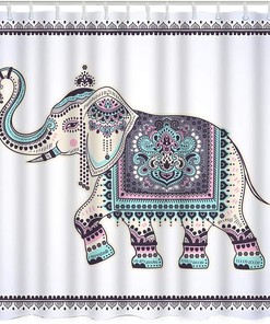 Bohemian Ethnic Elephants with Lotus Flower Shower Curtain