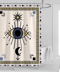 Bohemian Evil Eye Print Waterproof Fabric Shower Curtain for Bathroom Decor