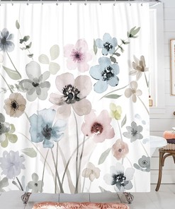 Bohemian Floral Fall Shower Curtain Waterproof Fabric Shower Curtain for a Boho-Chic Bathroom