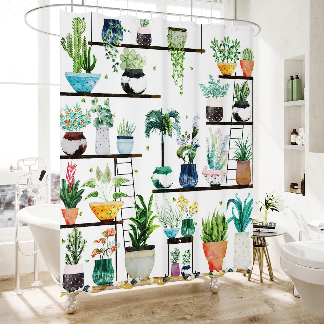 Bohemian Flower Bathroom Curtain With Colorful Print For Happy Memories