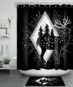 Bohemian Forest Elk Shower Curtain For Bathroom