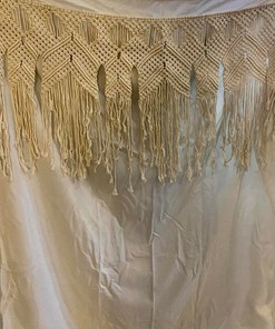Bohemian Ivory Macrame Shower Curtain for a Vintage Bathroom