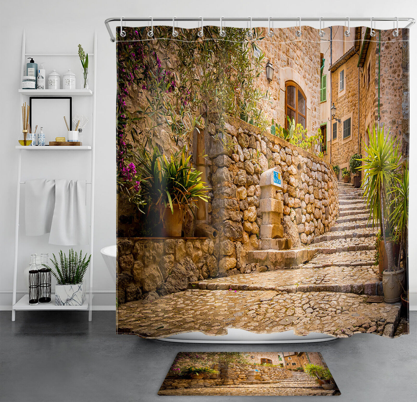 Bohemian Jungle Botanical Leaf Shower Curtain