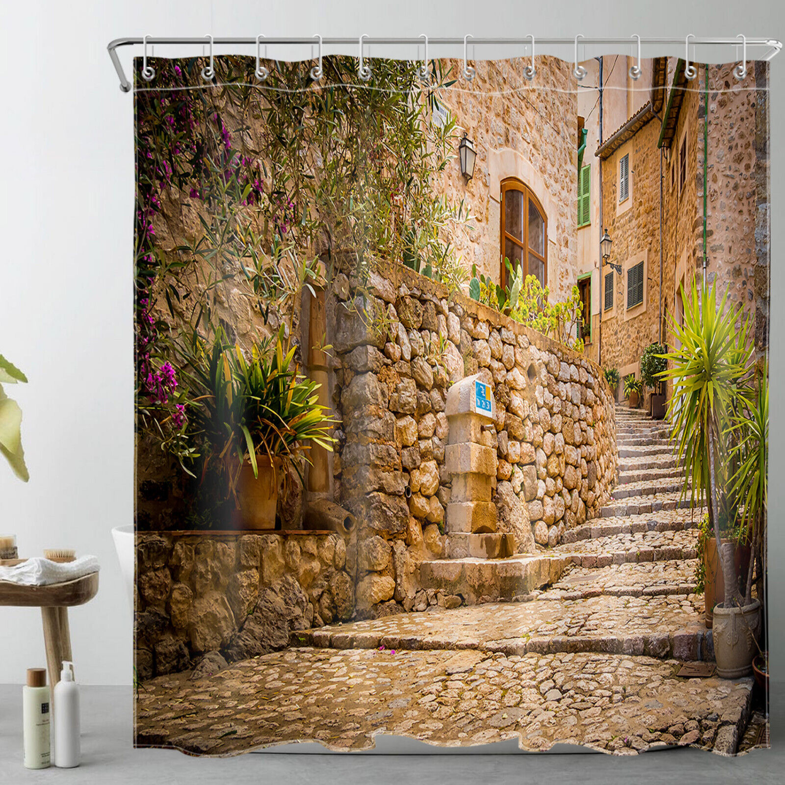 Bohemian Jungle Botanical Leaf Shower Curtain - Image 2