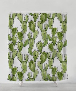 Bohemian Mexican Cactus Shower Curtain for Kids Bathroom with Colorful Floral Art