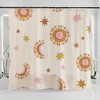 Bohemian Moon Art Illustration Shower Curtain With Crescent Sun Stars 