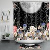 Bohemian Moon Watercolor Flowers Printed Shower Curtain For Bathroom Decor