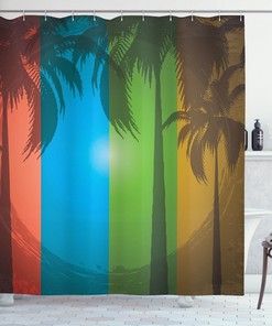 Bohemian Palm Trees Print Shower Curtain for a Hip Bathroom
