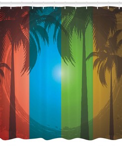 Bohemian Palm Trees Print Shower Curtain for a Hip Bathroom