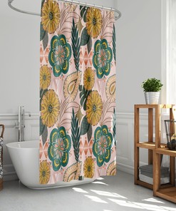 Bohemian Pink Shower Curtain with Plant Lady and Urban Jungle Decor for Chic Bathrooms