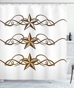 Bohemian Psychedelic Shower Curtain, Eastern Trippy Pattern Boho Art Print For Bathroom, Cloth Fabric Decor, White