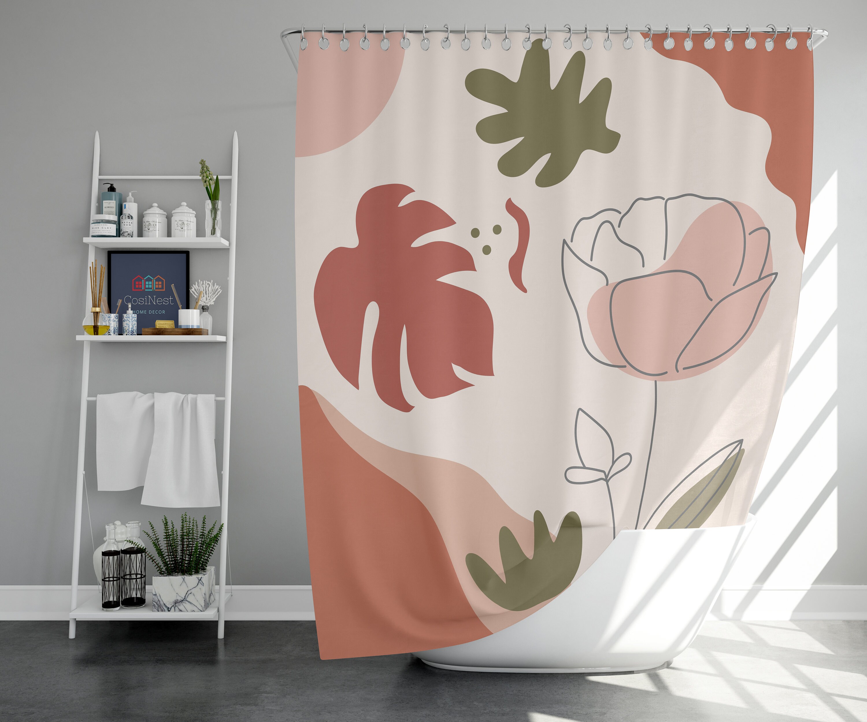 Bohemian Rose Floral Shower Curtain for a Chic and Free-Spirited Bathroom