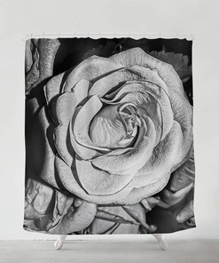 Bohemian Rose Shower Curtain In Black And White, A Unique Wedding Gift For The Contemporary Couple