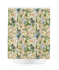 Bohemian Shower Curtain with Tropical Flowers and Leaves for a Funky Bathroom