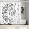 Bohemian Style Landscape Shower Curtain with Black and White Moon and Stars Prints