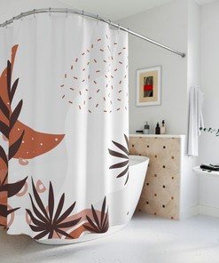 Bohemian Style Moon Phase Shower Curtain, Boho Chic Bathroom Decor