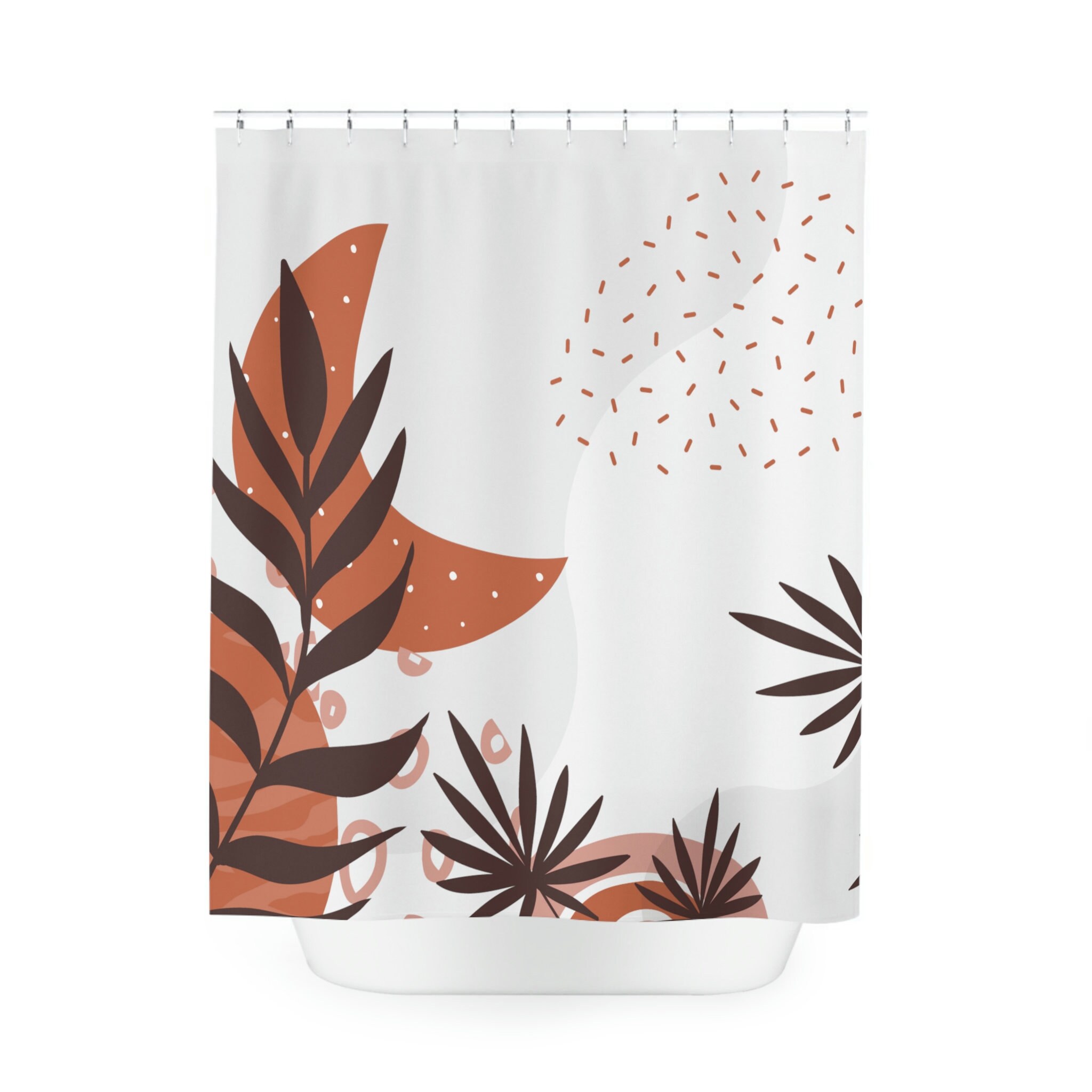 Bohemian Style Moon Phase Shower Curtain, Boho Chic Bathroom Decor